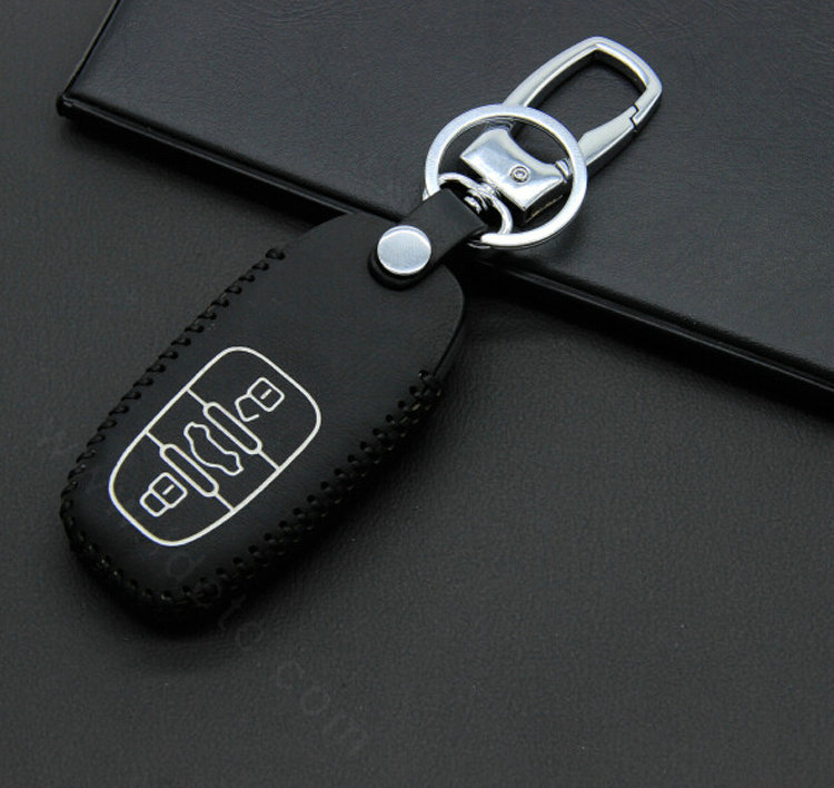 Cheap Genuine Leather Key Ring Auto Key Bags Smart for Audi A7 - Black